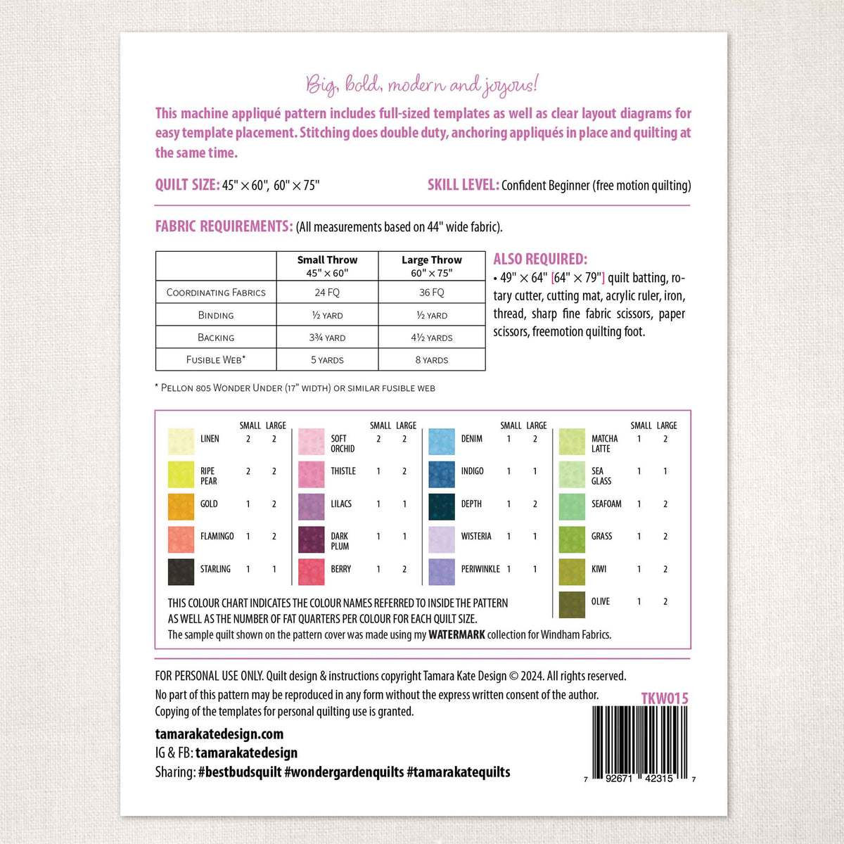 Best Buds Paper Appliqué Quilt Pattern – Tamara Kate Design