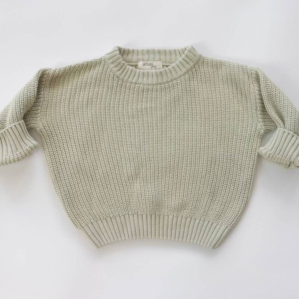 Organic Chunky Oversized Knit Sweater: Alfalfa / 2-3T