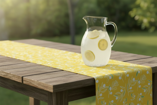 Berry Branch in Citron Poplin - GOTS & OEKO-TEX Certified 44" Wide by the Half Yard