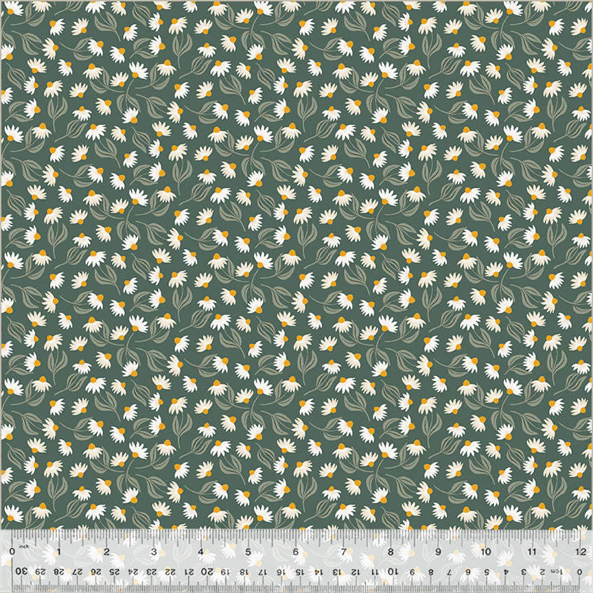 Daisy Field Spruce Poplin Fabric — OEKO-TEX Certified | Windham Fabrics | By the Half Yard