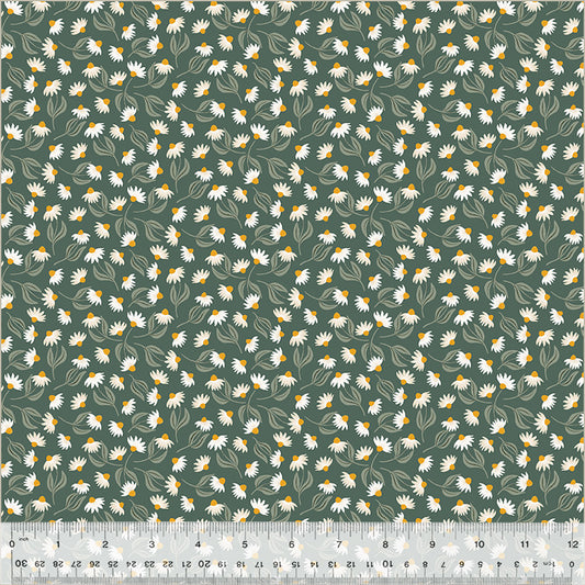 Daisy Field Spruce Poplin Fabric — OEKO-TEX Certified | Windham Fabrics | By the Half Yard