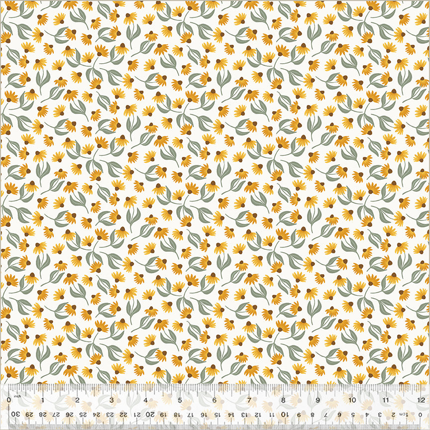 Daisy Field Cloud White Poplin Fabric — OEKO-TEX Certified | Windham Fabrics | By the Half Yard