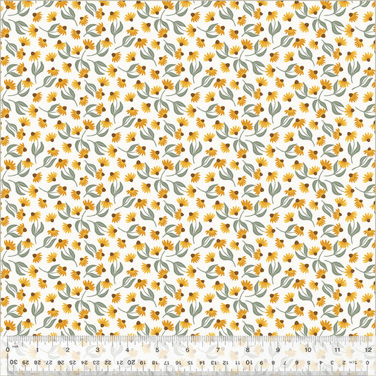 Daisy Field Cloud White Poplin Fabric — OEKO-TEX Certified | Windham Fabrics | By the Half Yard