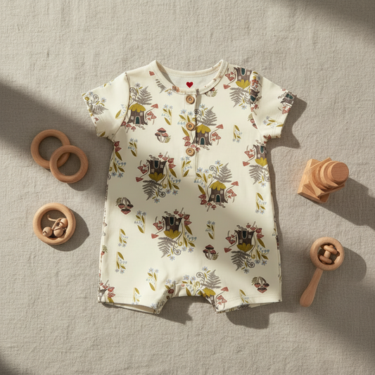 Under the Ferns Ivory - GOTS & OEKO-TEX Certified 44" Wide by the Half Yard