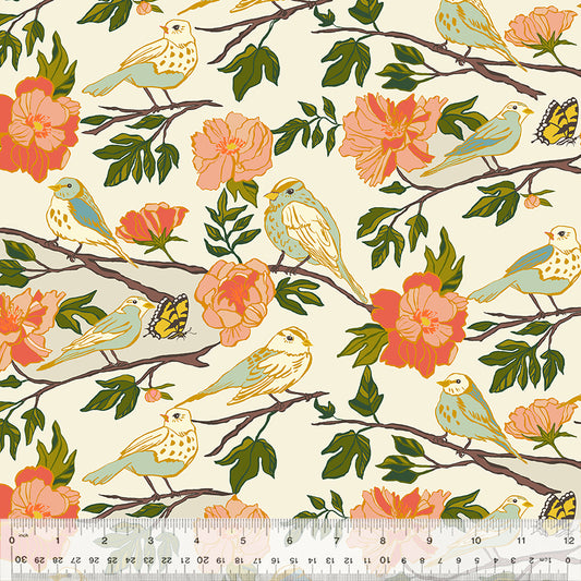 Birds of a Feather Ivory Cotton Poplin Fabric | Windham Fabrics | Half Yard (Copy)