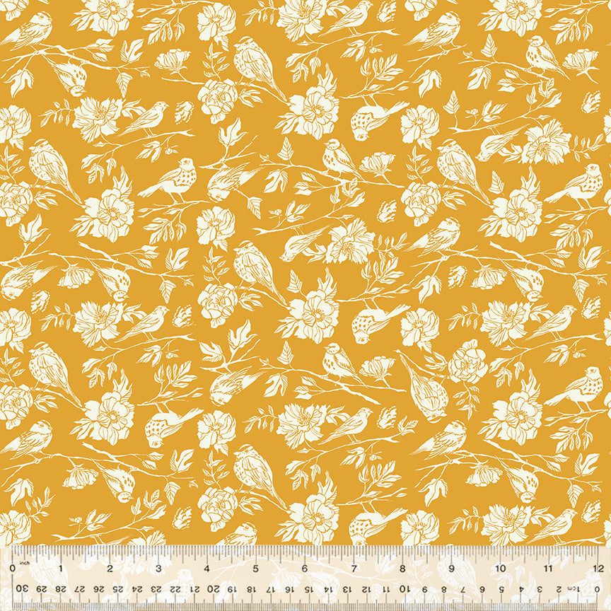 Birdsong Golden Organic Cotton Poplin Fabric — Deep Gold | Windham Fabrics | Half Yard