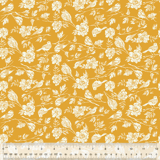 Birdsong Golden Organic Cotton Poplin Fabric — Deep Gold | Windham Fabrics | Half Yard