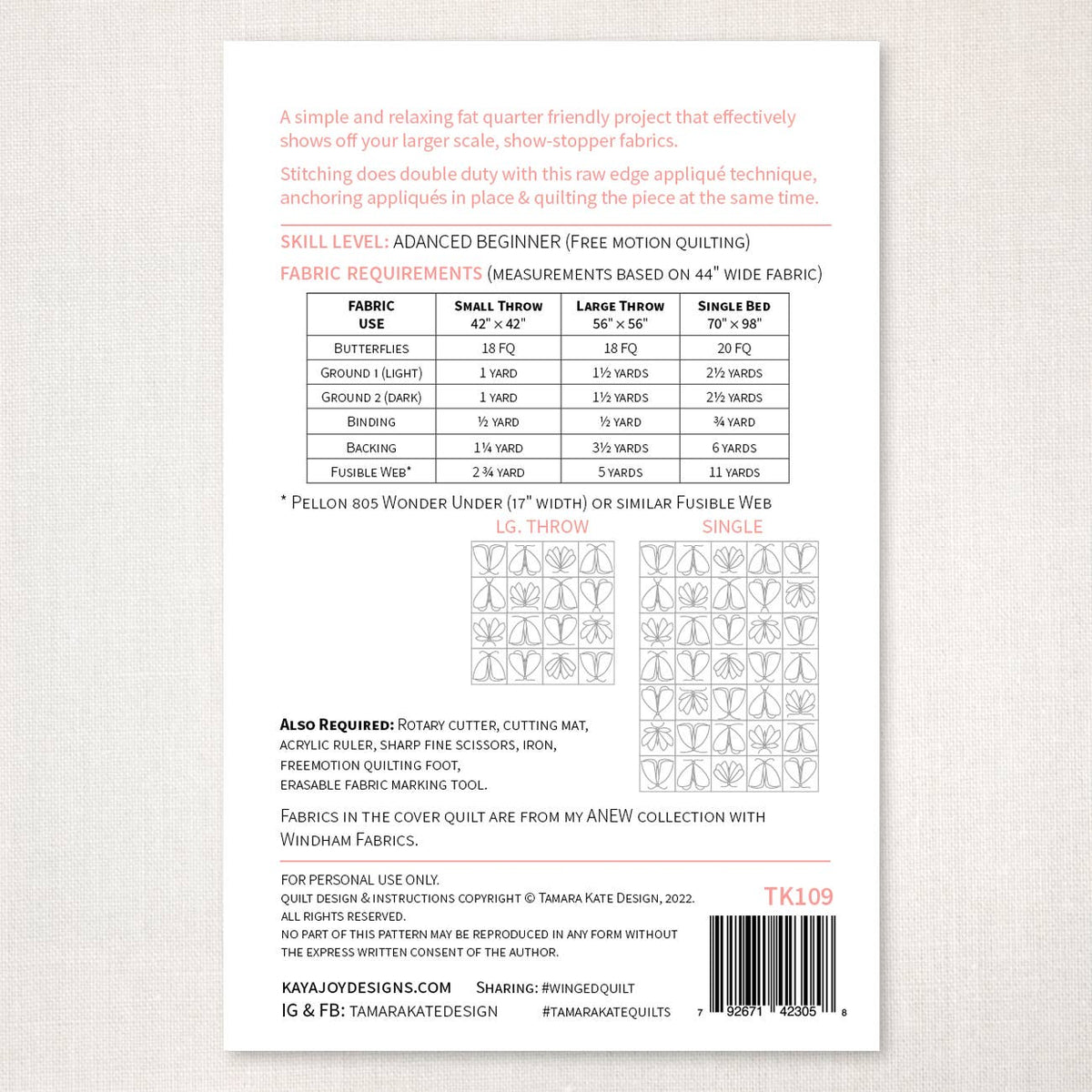 Winged Paper Appliqué Quilt Pattern – Tamara Kate Design
