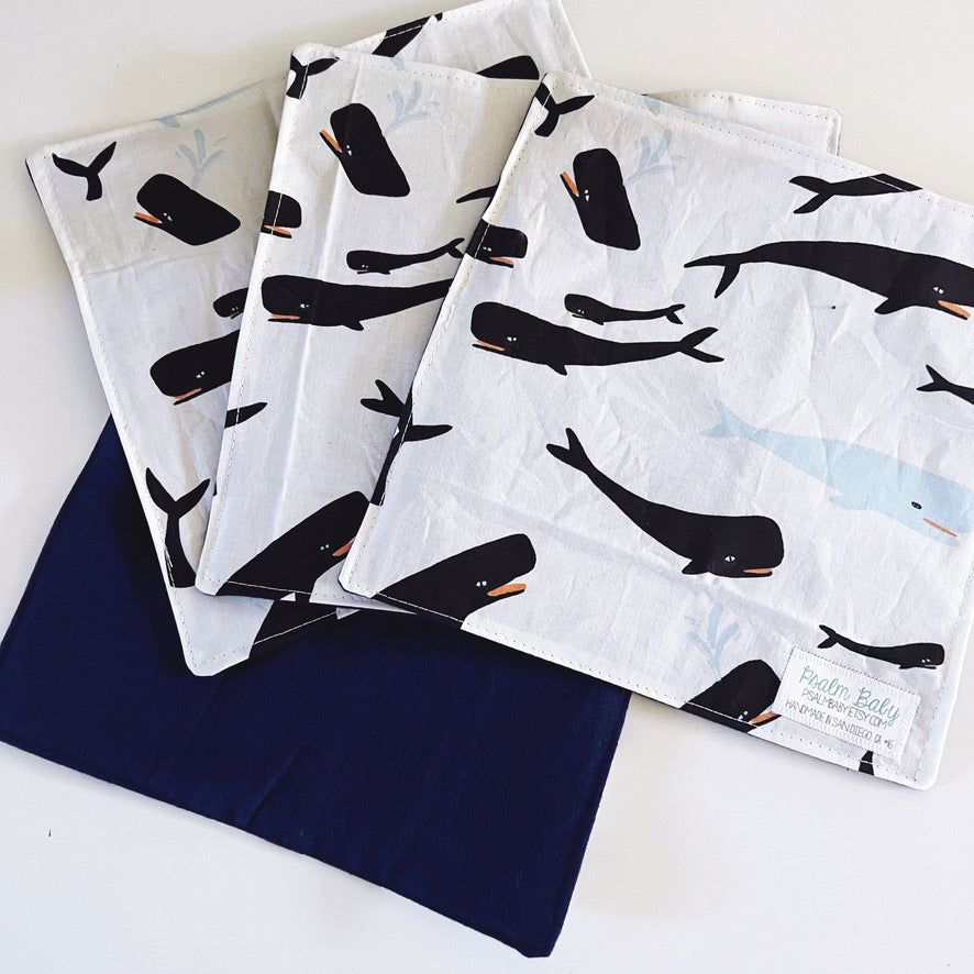 Organic Cotton Baby Crinkle Cloth Sensory Toy | Whales