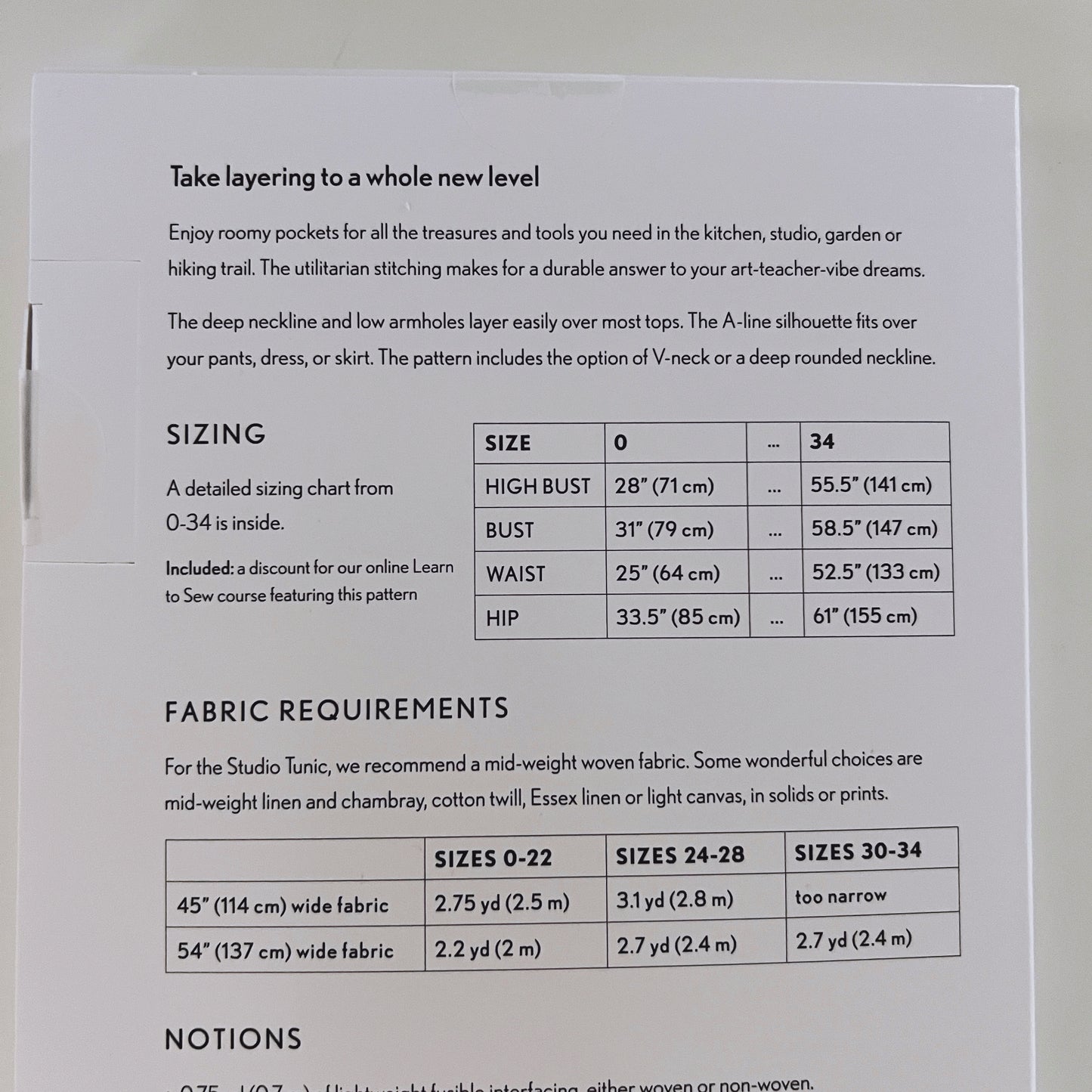 Studio Tunic Sewing Pattern
