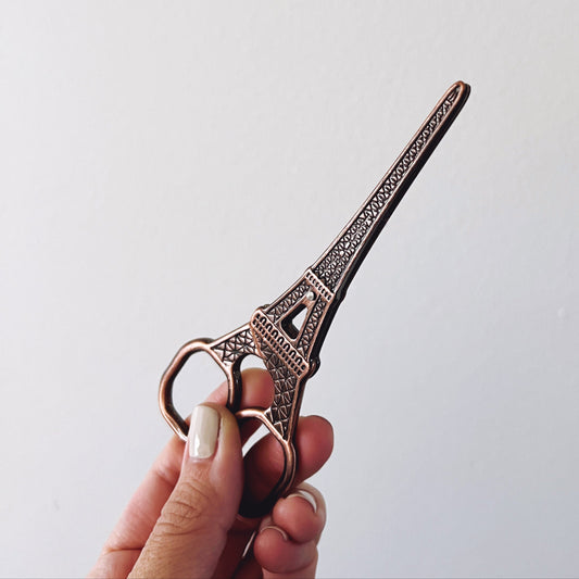 Paris Eiffel Tower Antiqued Rose Gold Stainless Steel Embroidery Scissors