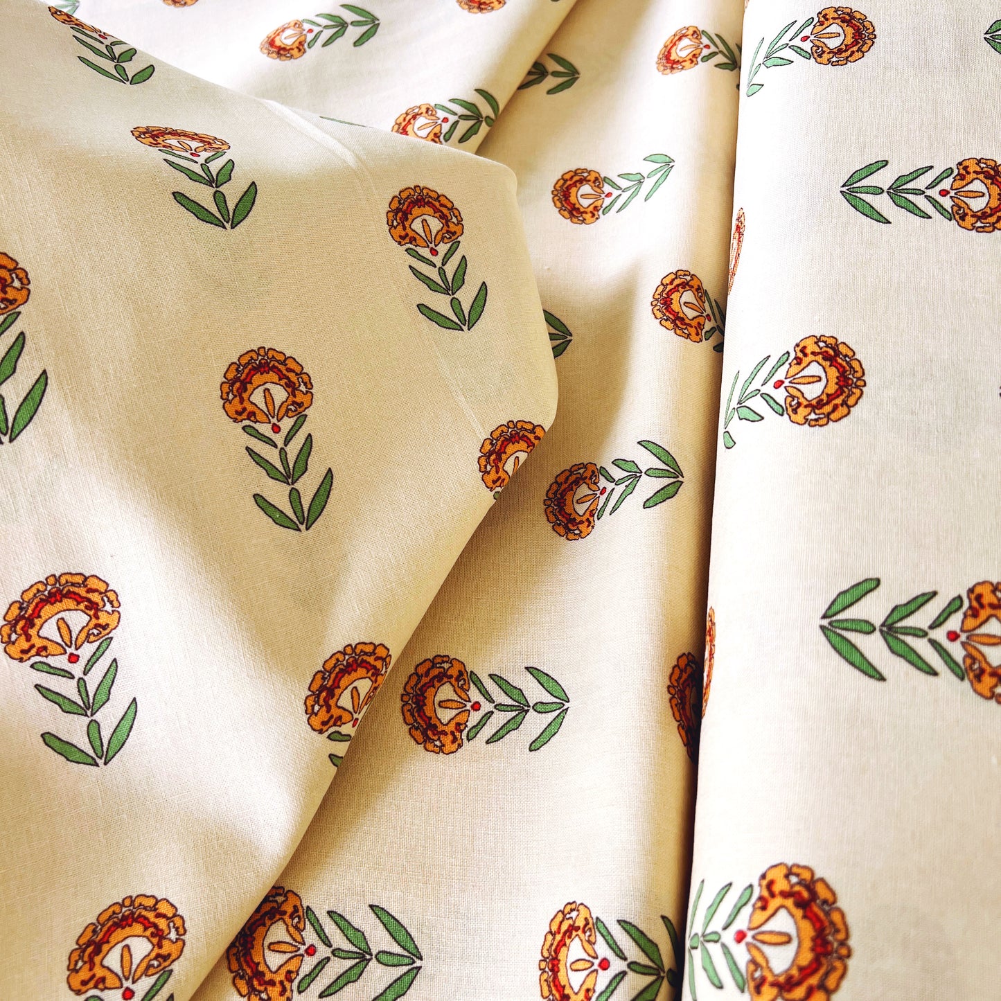Front Yard Marigolds Linen Cotton Blend