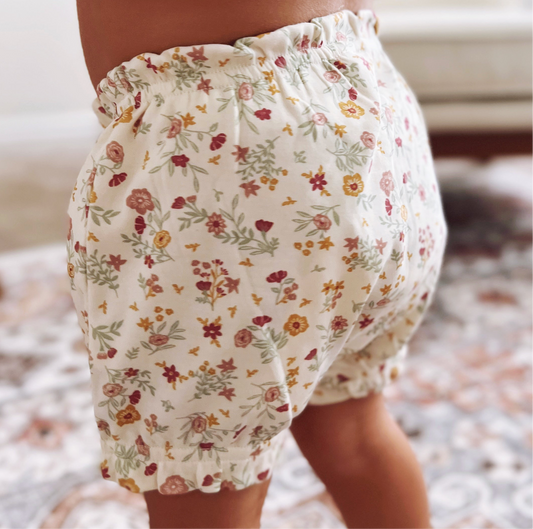 Organic Cotton Baby June Ruffle Bloomer - Bianca Floral Berry - FINAL SALE