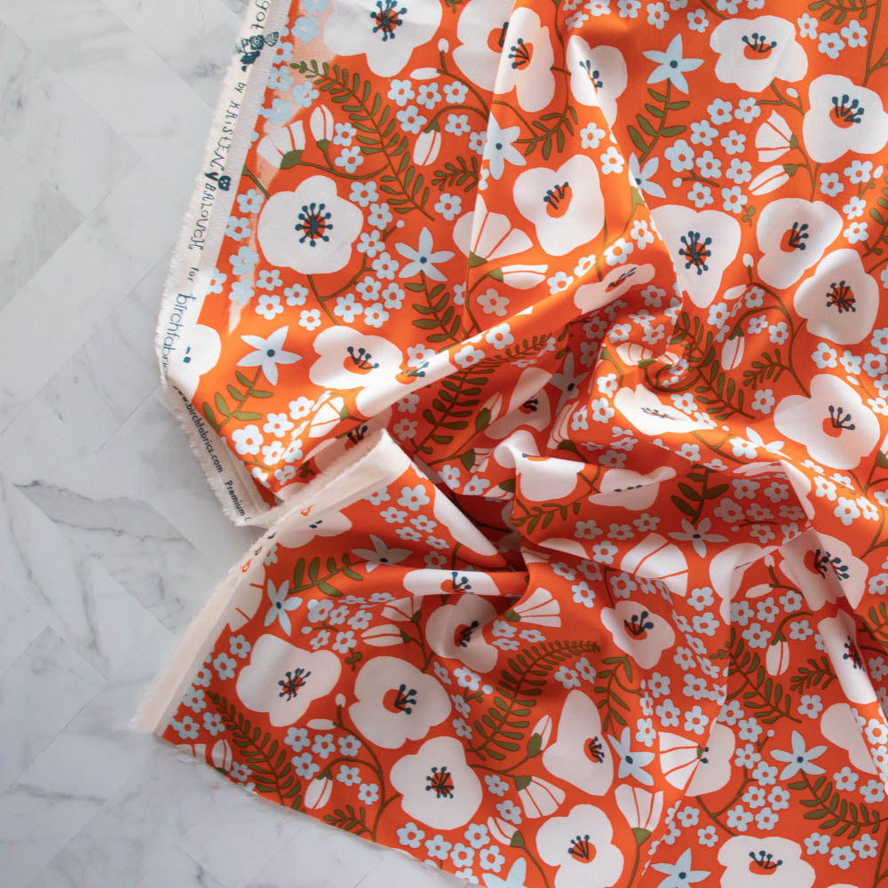 Big Blooms Tangerine Organic Poplin