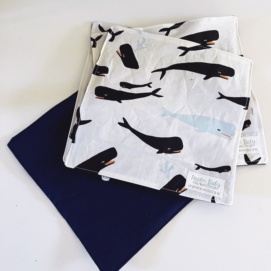 Organic Cotton Baby Crinkle Cloth Sensory Toy | Whales