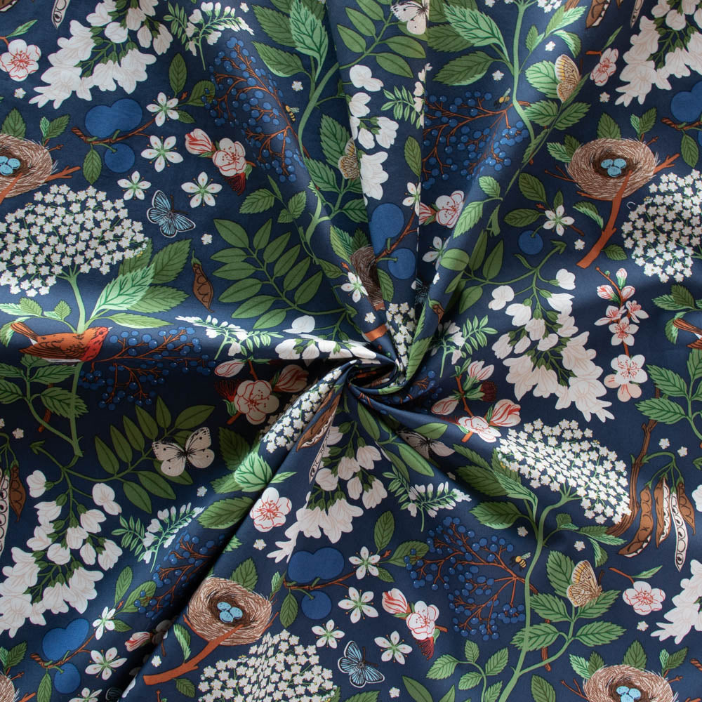 Flowering Trees Night Organic Poplin