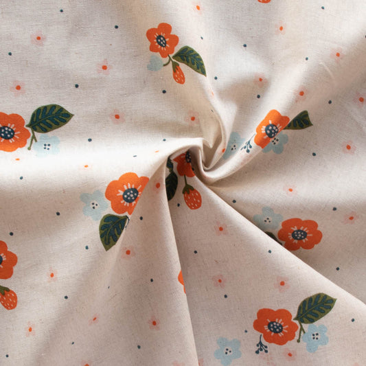 Popelín orgánico de mandarina Big Blooms