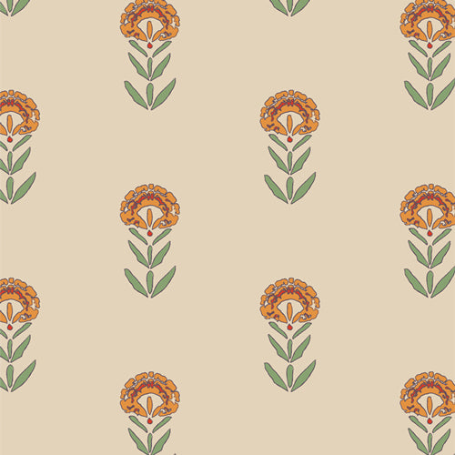 Front Yard Marigolds Linen Cotton Blend