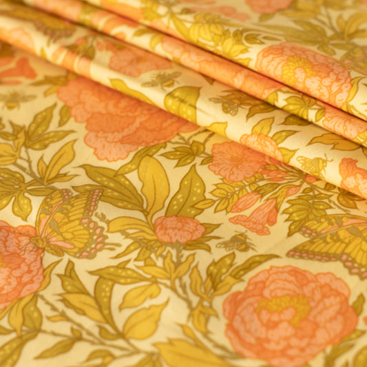 Peonies Dew Organic Poplin