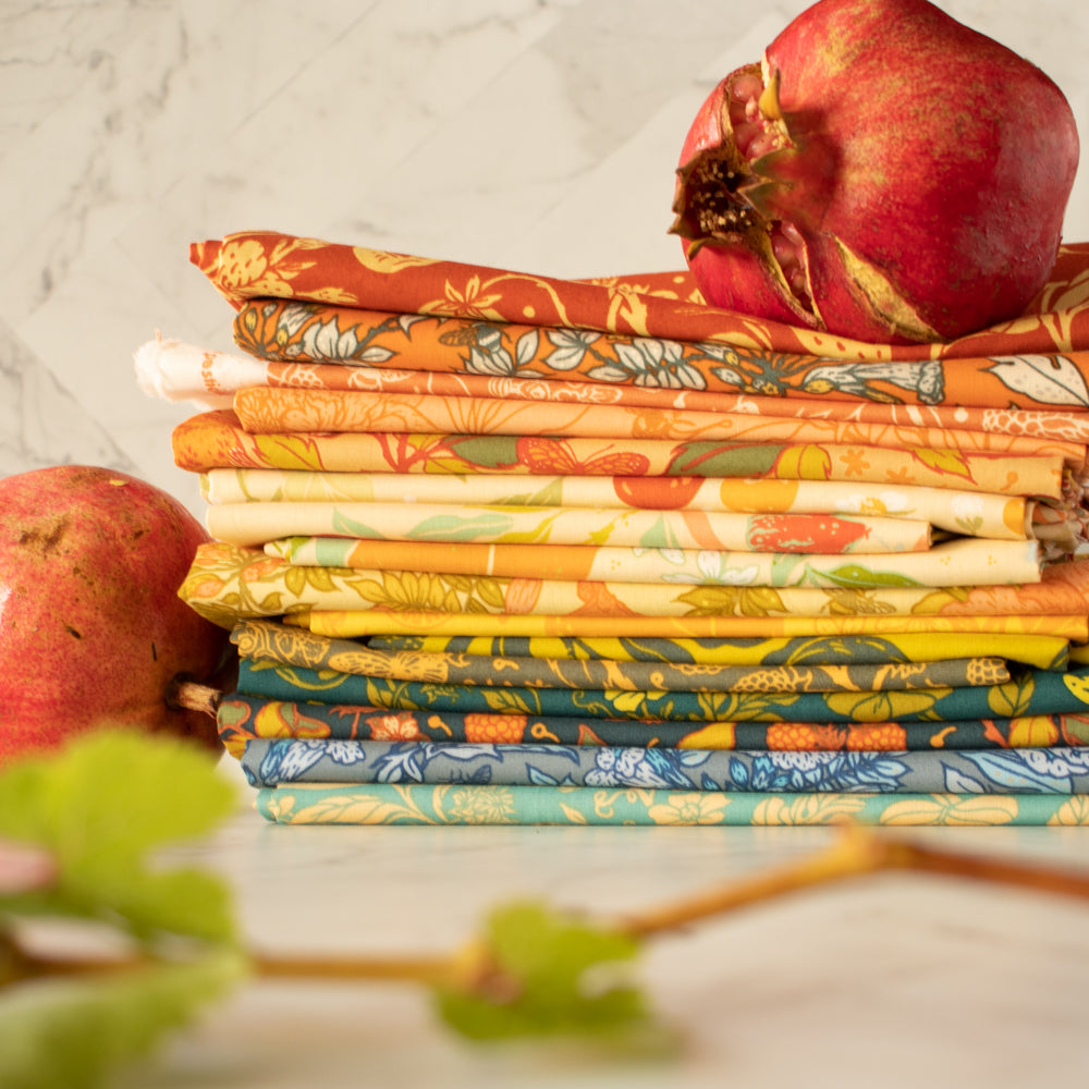 Popelín orgánico con tonos de rosa y frutos silvestres