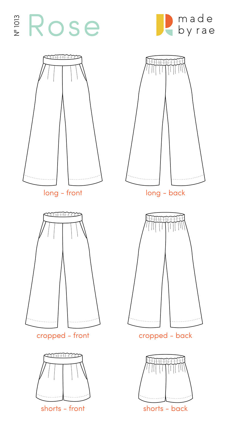Rose Pants Paper Pattern XXS, XS, S, M, L, XL & Plus Sizes 1-5 (Pre-Order)