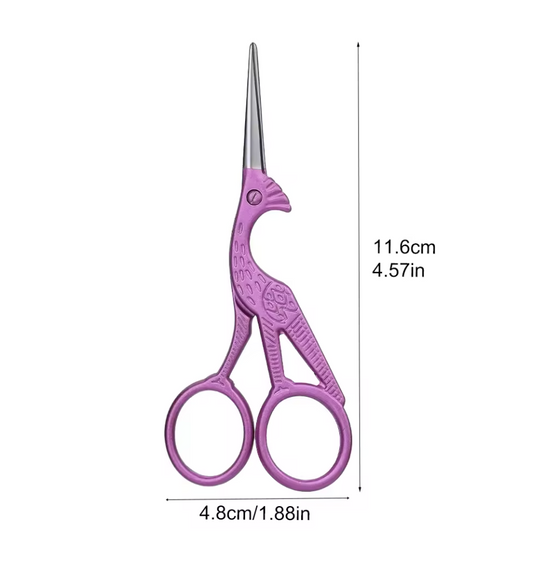 Lilac Crane Antique Style Stainless Steel Embroidery Scissors 4.5"