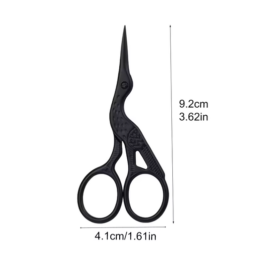 All Black Crane Antique Style Stainless Steel Embroidery Scissors 3.5"