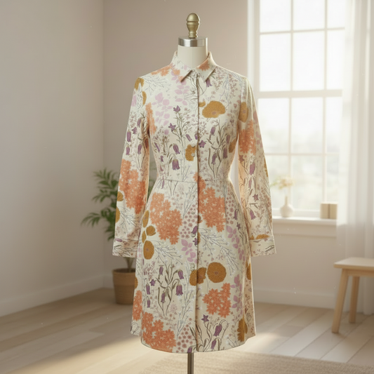 Bluebells and Buttercups Dusk Flannel Fabric - OEKO-TEX Double-Brushed Cotton by the Half Yard