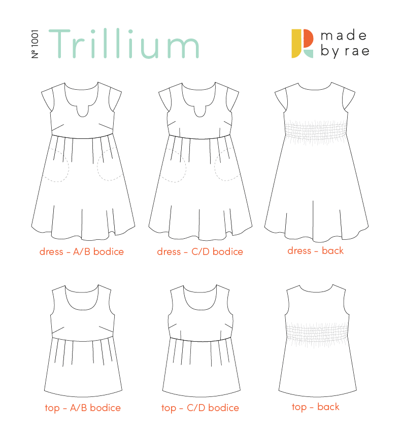 Trillium Dress and Top Paper Pattern - XXS, XS, S, M, L, XL, & Plus Sizes 1-5 (Formerly Washi Dress and Top)