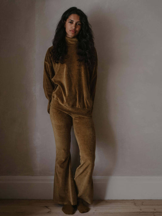 Organic Cotton Velvet Flares: Bronze