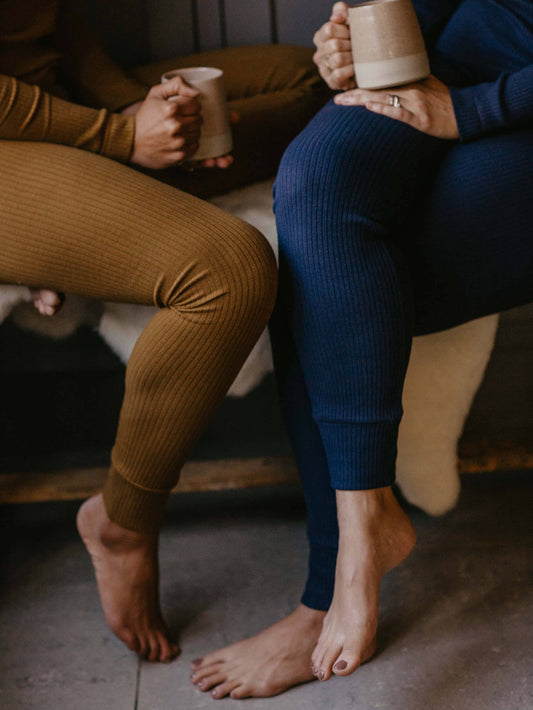 Leggings de algodón orgánico acanalado: bronce / EE. UU. 8 / UE 40 / Reino Unido 12