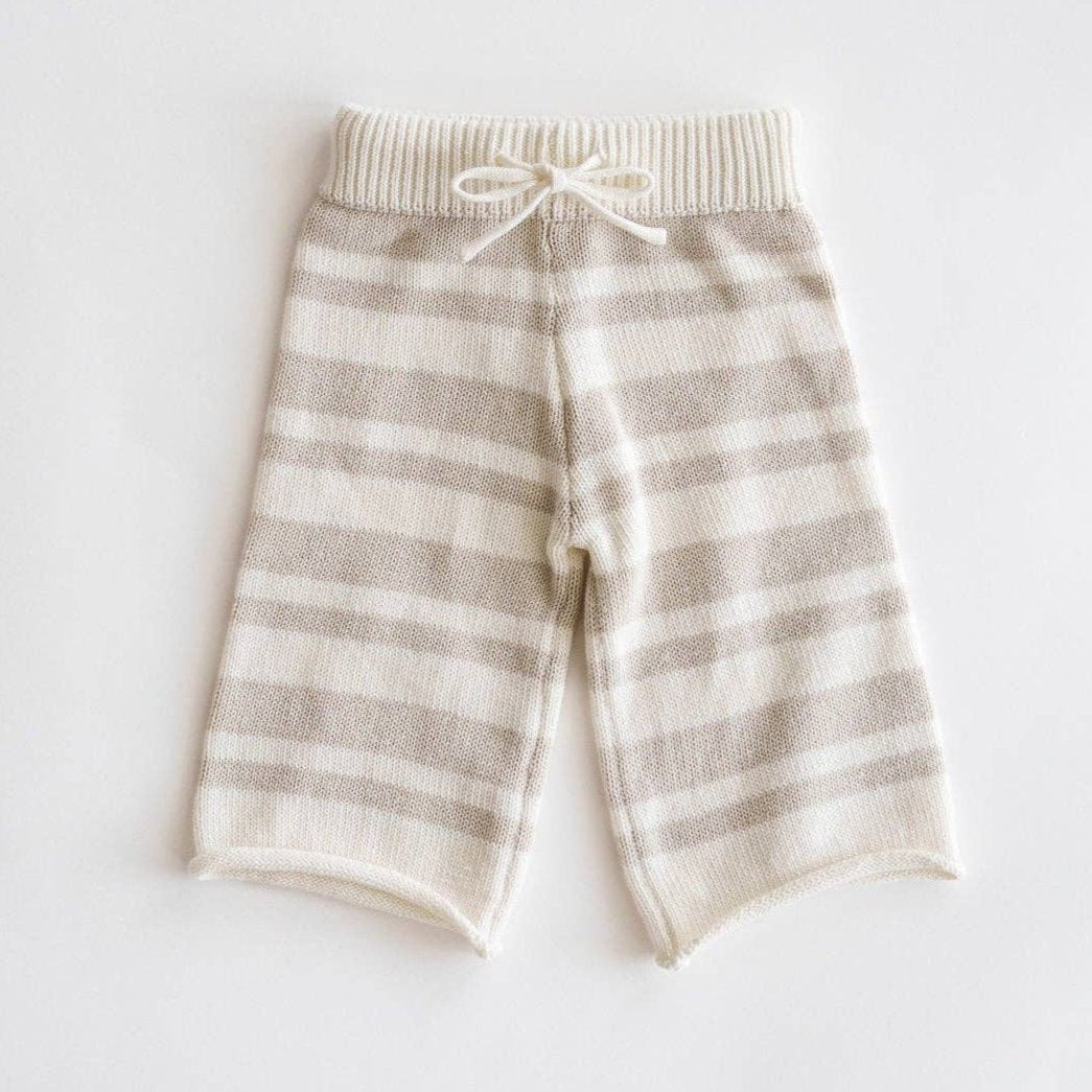 Organic Knit Wideleg Pant: Ecru & Oat Milk / 2-3T