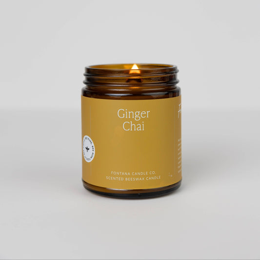 Non-Toxic Ginger Chai Essential Oil Beeswax Jar Candle