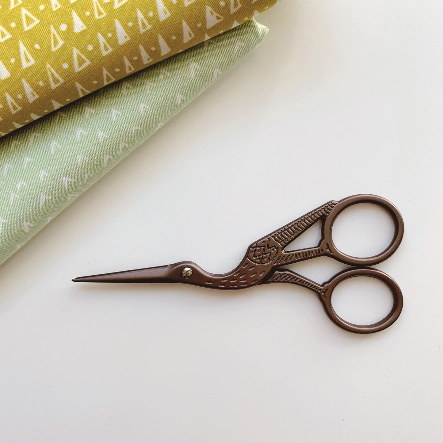 Chocolate Colored Crane Antique Style Stainless Steel Embroidery Scissors