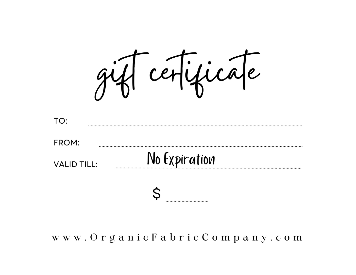 Organic Fabric Company Gift Card