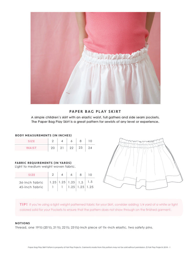 Paper Bag Play Skirt Digital (PDF) Pattern