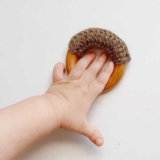 Natural 2.5" Maple Wood + Wool Baby Ring