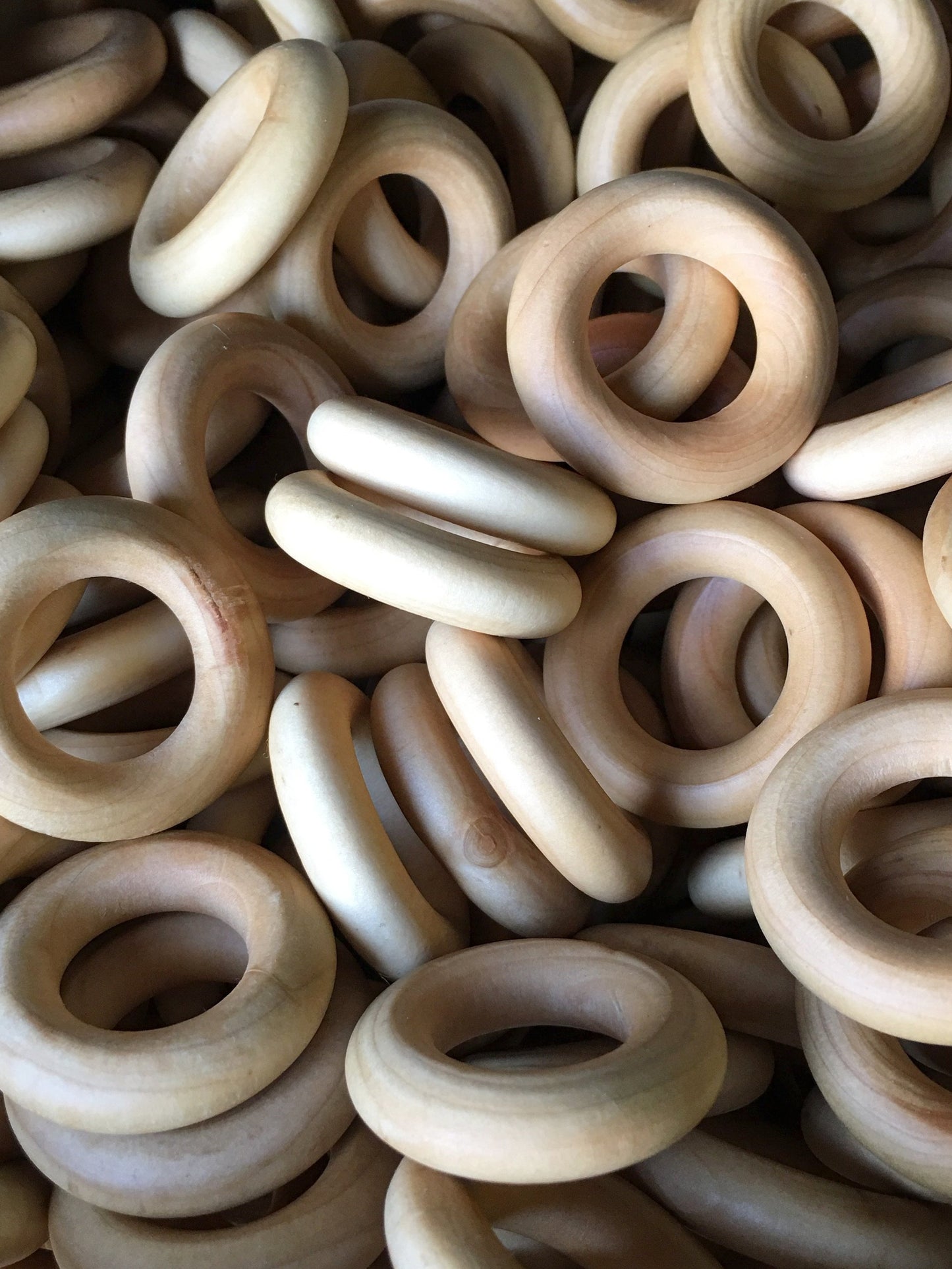 1.5" Diameter - Natural Maple Wood Rings - Teething Nursing Toy