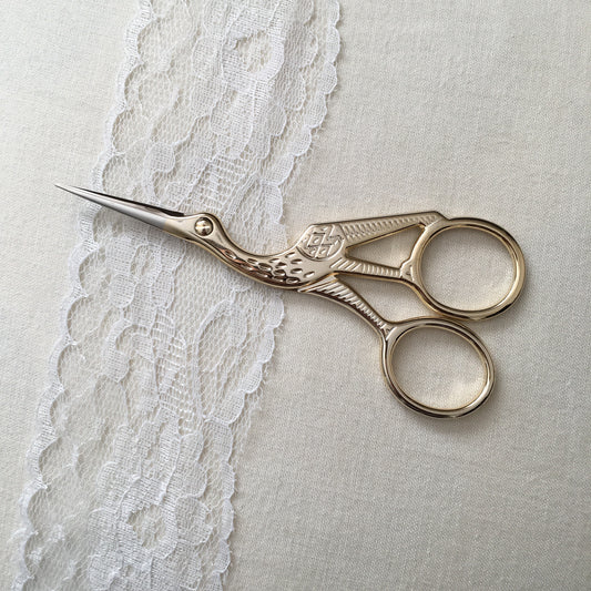 Gold Stork Antique Style Stainless Steel Embroidery Scissors 3.5"