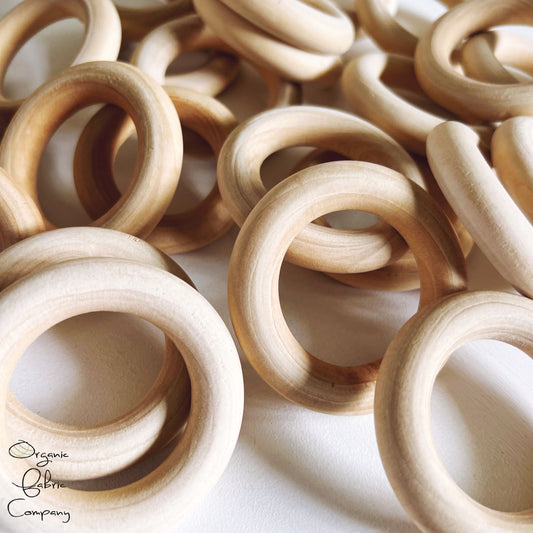 2.5" Diameter - Natural Maple Wood Rings - Certified CPSIA Compliant - Teething Nursing Toy