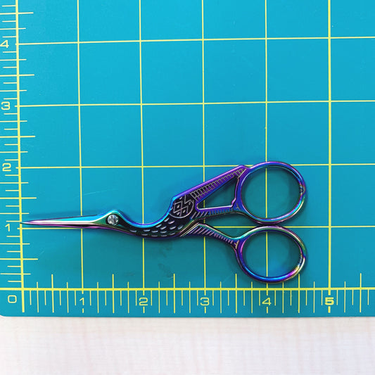 Rainbow Case Hardened Crane Antique Style Stainless Steel Embroidery Scissors