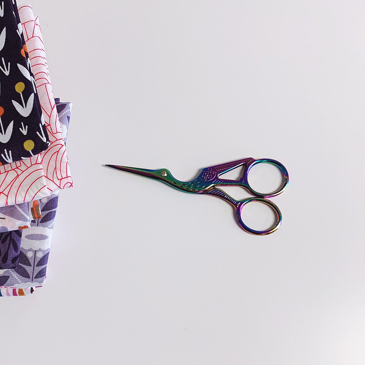 Rainbow Case Hardened Crane Antique Style Stainless Steel Embroidery Scissors