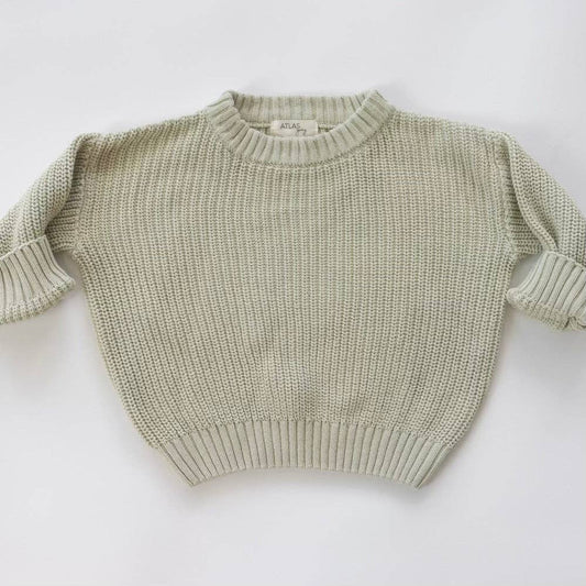 Organic Chunky Oversized Knit Sweater: Alfalfa / 2-3T