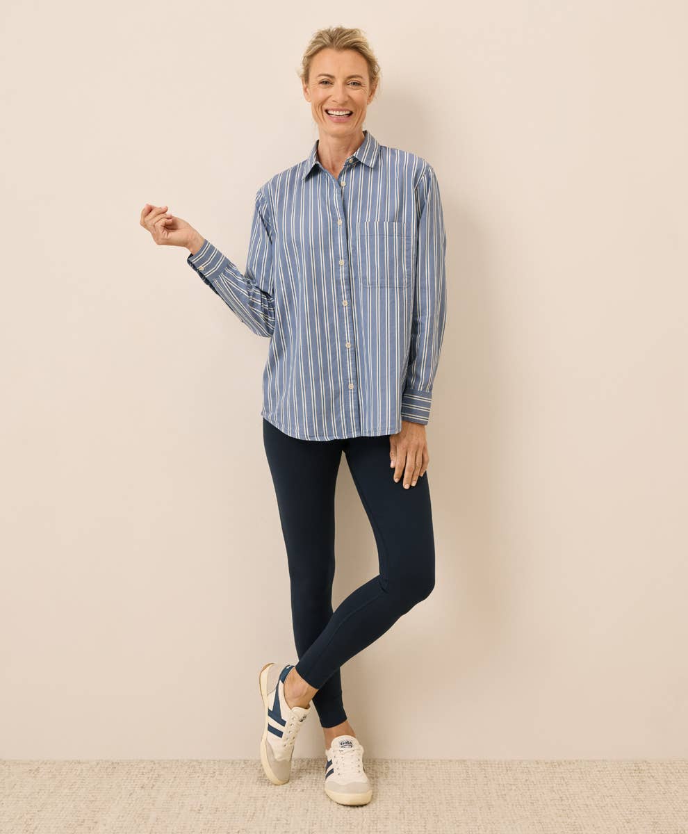 Pact Women's All Day Organic Poplin Classic Shirt – Berkeley Stripe