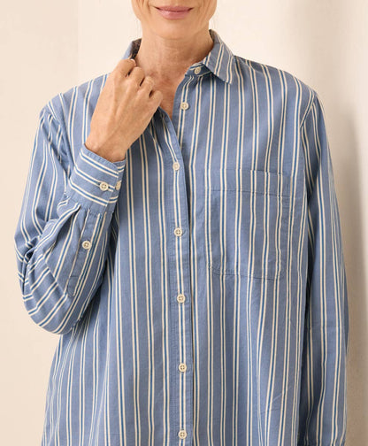 Pact Women's All Day Organic Poplin Classic Shirt – Berkeley Stripe