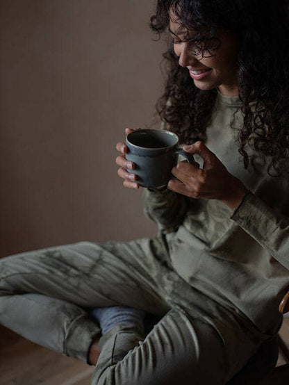 Organic Fleece Tie-Dye Tracksuit Trouser: Olive tie-dye Size SMALL