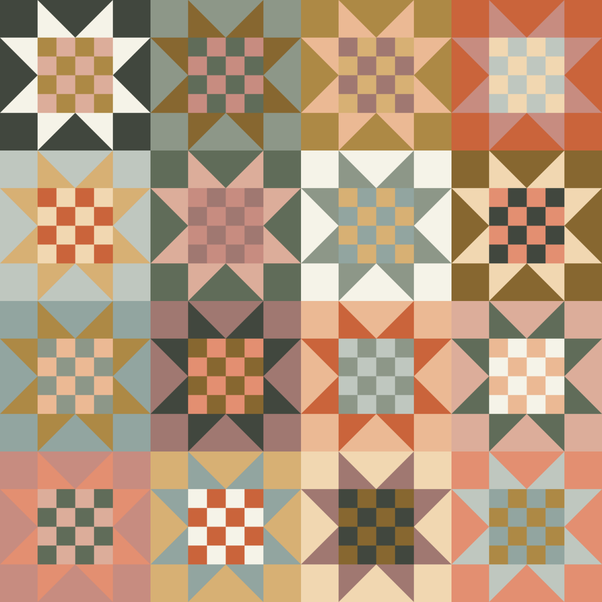 16 Patch Sawtooth Star Quilt Pattern by Hailey Stitches