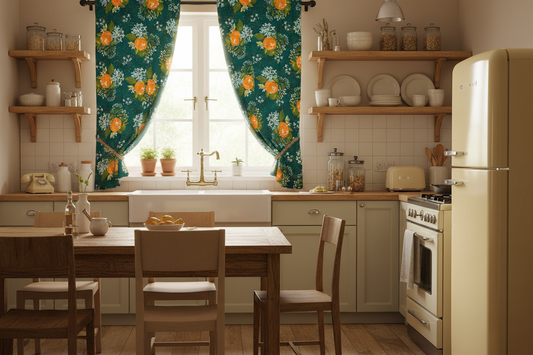 Citrus Bouquet Emerald Poplin - GOTS & OEKO-TEX Certified 44" Wide by the Half Yard