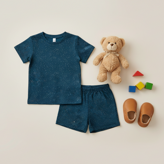 Stipple in Navy Poplin - GOTS & OEKO-TEX Certified 44" Wide by the Half Yard