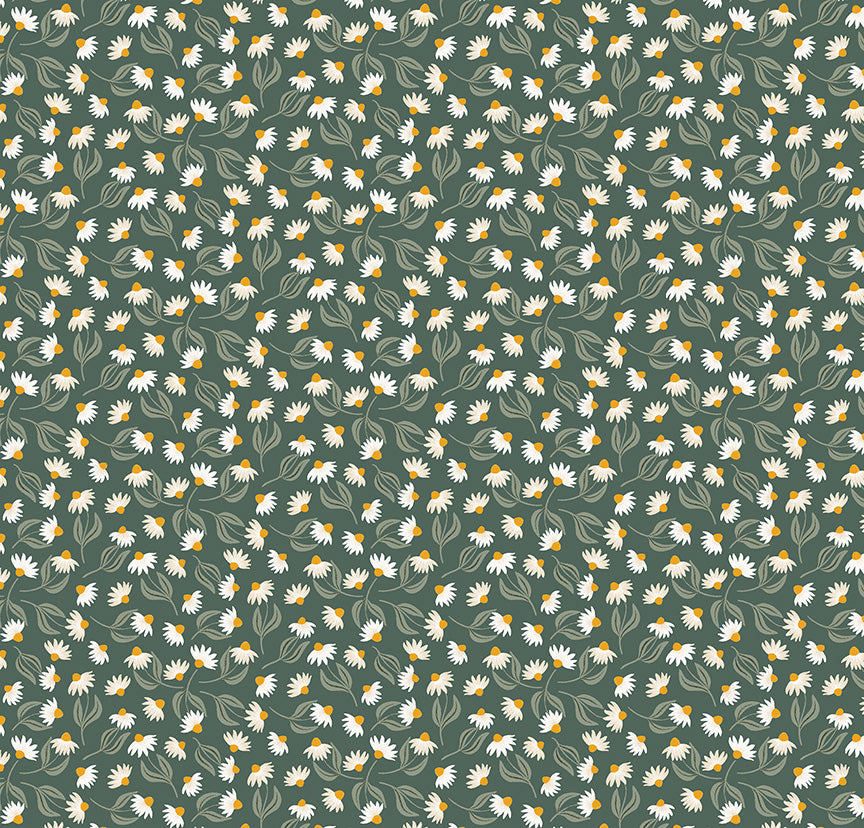 Daisy Field Spruce Poplin Fabric — OEKO-TEX Certified | Windham Fabrics | By the Half Yard